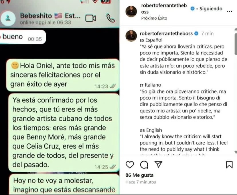 Foto tomada de la cuenta en Instagram de Roberto Ferrante.