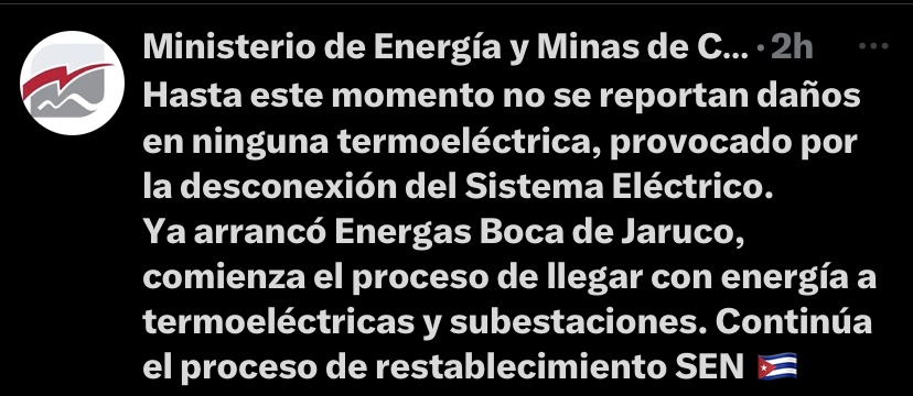 Se trabaja en el restablecimiento total de los servicios.