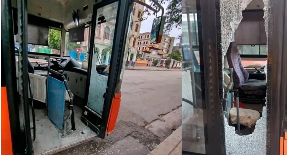 Estado del ómnibus 333 de la ruta P13 tras el incidente