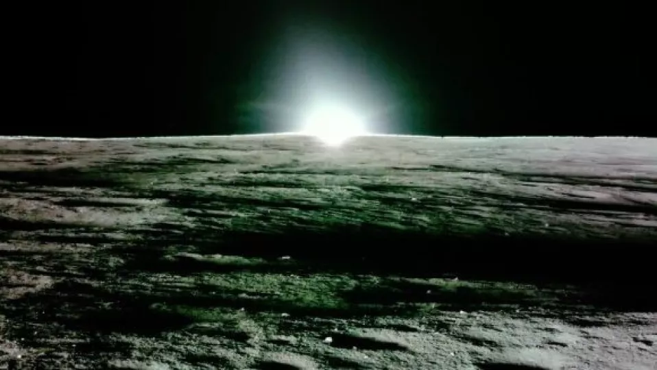 puesta de sol desde la Luna