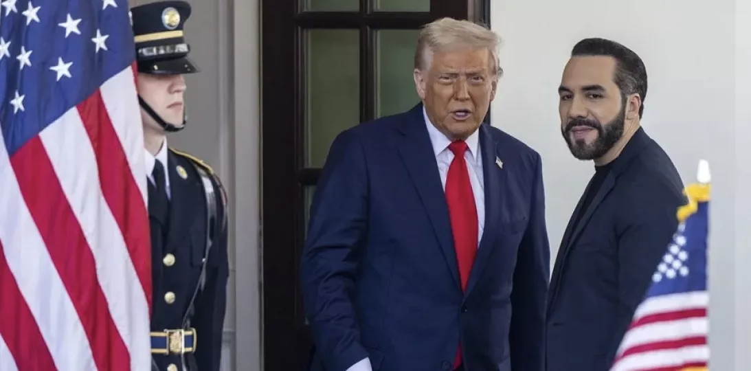 Los presidentes, Trump y Bukele, este 14 de abril en la Casa Blanca