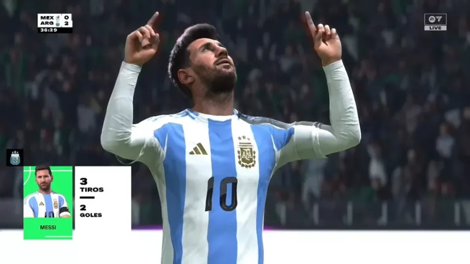 Foto del jugador Lionel Messi extraída del videojuego.