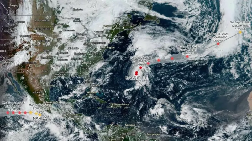 El huracán Gabrielle alcanzó la categoría 3 con vientos sostenidos de 193 Km/h.