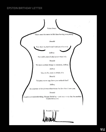 La carta existe: sale a la luz una felicitación comprometedora que ilustra amistad entre Donald Trump y el pederasta Jeffrey Epstein