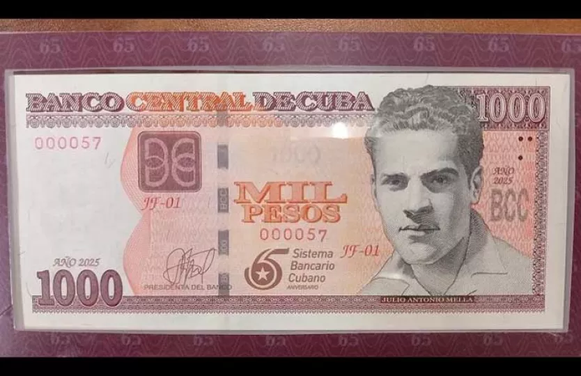 El billete conserva el color y las mismas medidas de seguridad del billete de 1000 CUP original.