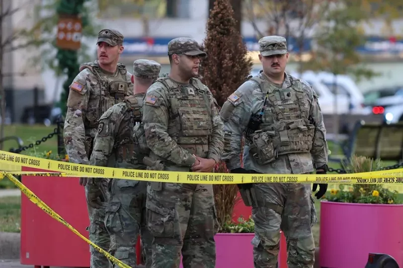 Agentes de la Guardia Nacional tras el incidente que provocó dos heridos.