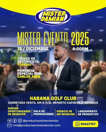 La cita tendrá lugar el 13 de diciembre, desde las 4:00 p.m. hasta las 7:00 p.m.  en el icónico Habana Golf Club.