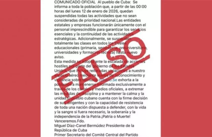 La Presidencia de Cuba desmintió un comunicado que circula en las redes sobre el cese de las actividades laborales y educativas.