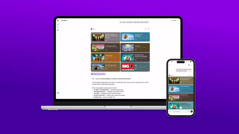 Tubi dentro de ChatGPT: una idea muy simple que puede tener bastante recorrido   El funcionamiento, por lo que se ha visto hasta ahora, no tiene demasiado misterio. Instalas Tubi desde el directorio de apps de ChatGPT y luego ya puedes invocarla para pedir recomendaciones. En escritorio aparece dentro de Apps, y en móvil se puede añadir desde el botón “+” y el apartado de explorar apps. A partir de ahí, la gracia está en que la conversación no se queda en un listado frío. Puedes afinar, pedir algo más raro,