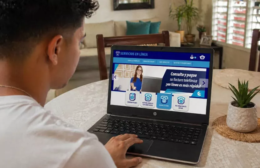 Captura de pantalla del portal de Servicios en Línea de ETECSA.