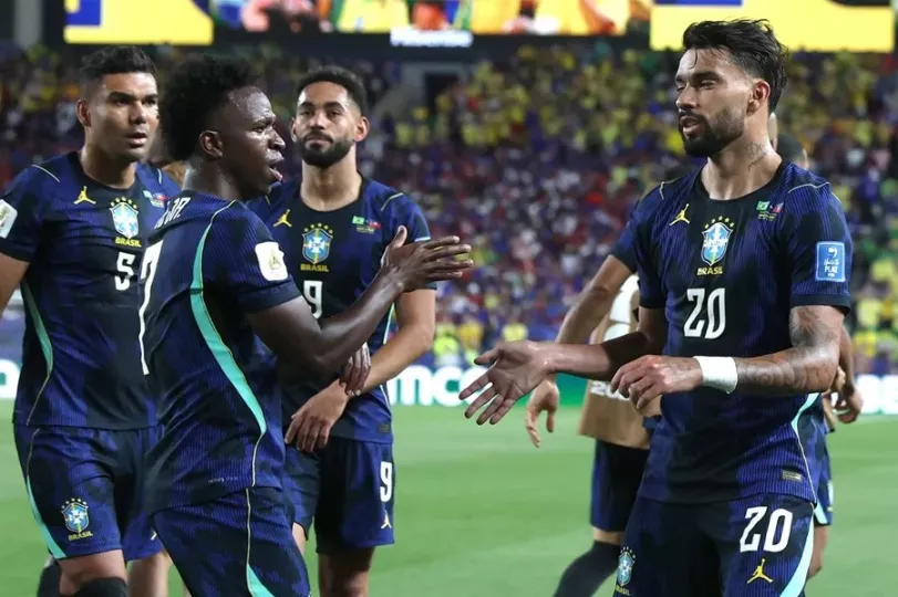 Jugadores de la selección brasileña durante un partido del Mundial 2026 en Filadelfia.
