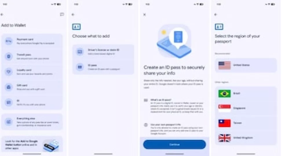 Interfaz de la aplicación Google Wallet mostrando la opción de agregar un pase de identificación digital.