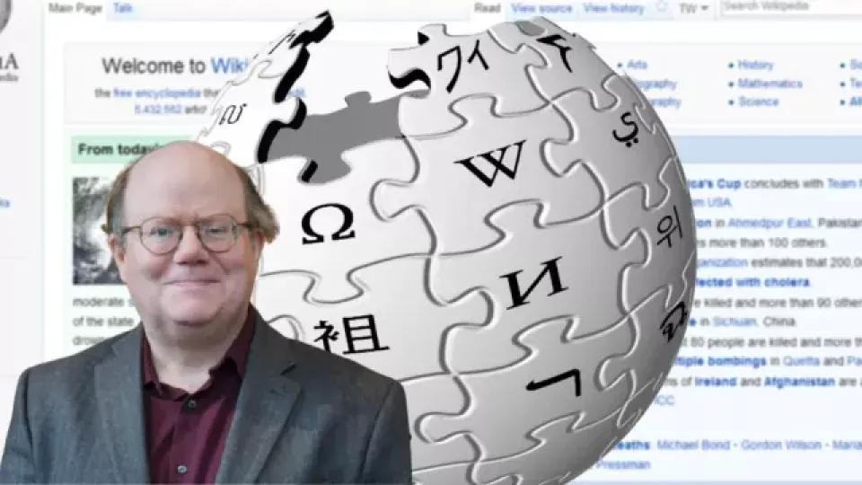 Logotipo de Wikipedia con una interfaz de edición de fondo