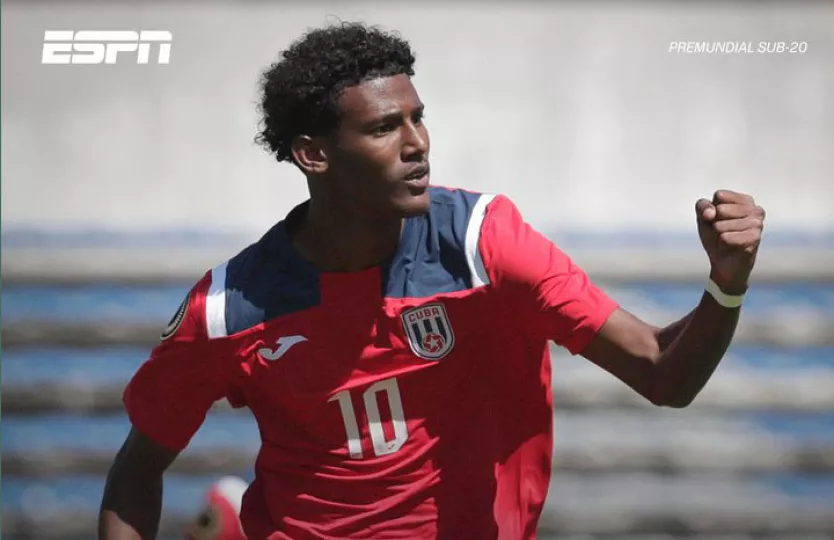 Jugadores de la selección cubana de fútbol sub-20 durante un partido oficial en el Campeonato de la Concacaf.