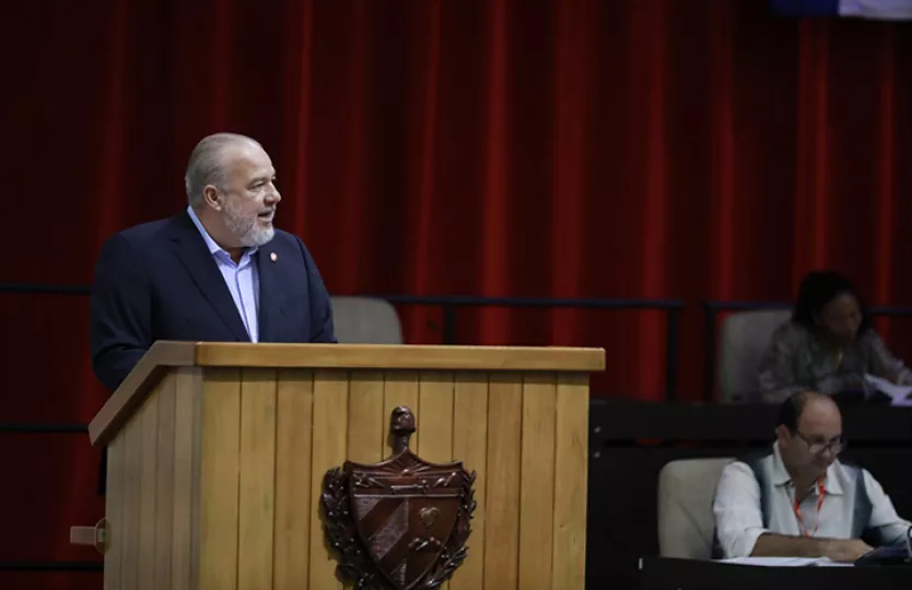 Manuel Marrero Cruz durante su intervención en la Asamblea Nacional del Poder Popular de Cuba.