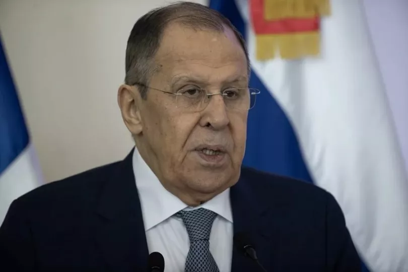 El ministro de Exteriores de Rusia, Serguéi Lavrov, durante una intervención ante los medios sobre el conflicto con Ucrania.