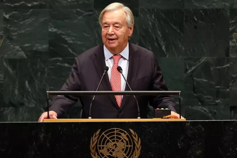 El secretario general de la ONU, António Guterres, durante su discurso en la Asamblea General.