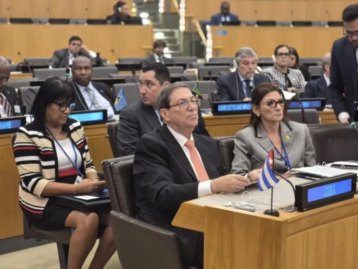 El canciller cubano Bruno Rodríguez durante una reunión ministerial de la Celac en Nueva York.