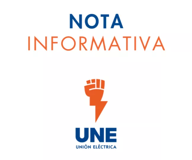 Nota informativa de la Unión Eléctrica sobre la situación del sistema energético.