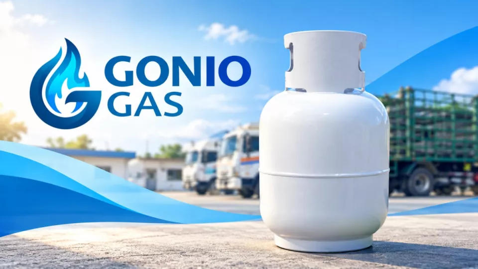 Cilindro de gas licuado de 10 kilogramos en una instalación.