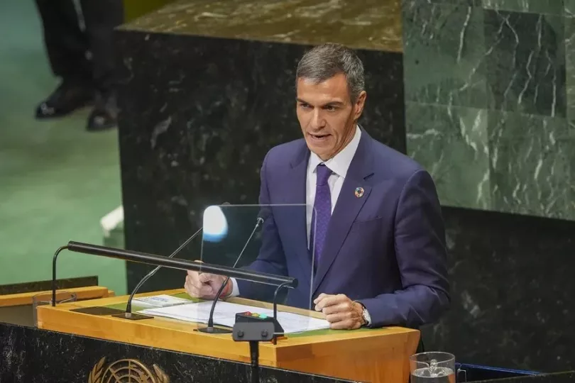 Pedro Sánchez durante su intervención en la Asamblea General de la ONU.