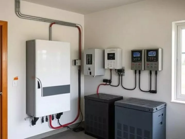 Esquema comparativo de los diferentes tipos de sistemas fotovoltaicos y su interacción con la red eléctrica nacional.