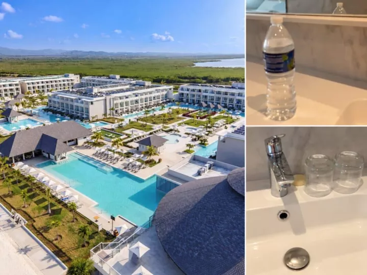 Habitación de hotel en Cuba donde se observa una denuncia por falta de agua y condiciones de higiene deficientes.
