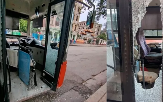 Estado del ómnibus 333 de la ruta P13 tras el incidente