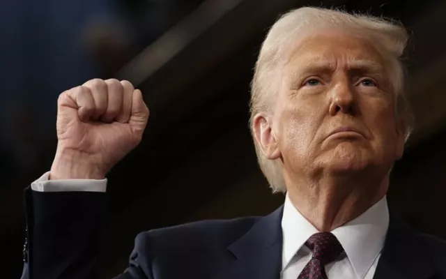 El presidente Donald Trump durante su discurso del 4 de marzo.
