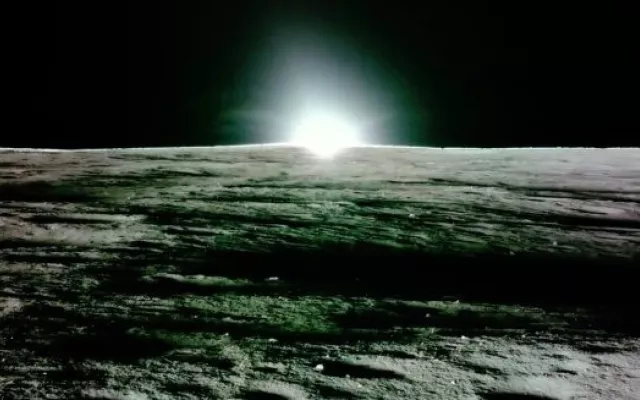 puesta de sol desde la Luna 