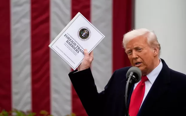 El presidente Donald Trump durante el anuncio de los aranceles