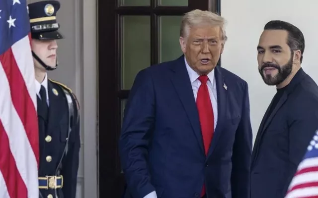 Los presidentes, Trump y Bukele, este 14 de abril en la Casa Blanca