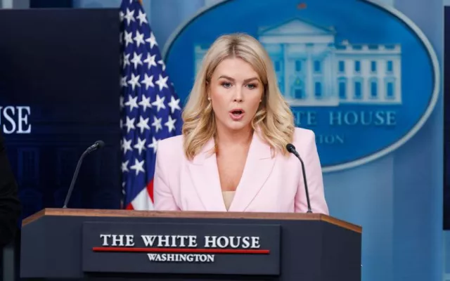 Karoline Leavitt, portavoz de la Casa Blanca, en declaraciones el pasado lunes 28 de abril.