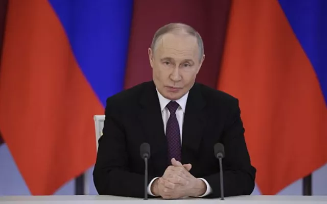 El presidente Putin durante la lectura del comunicado a los medios en el Kremlin, el pasado sábado.