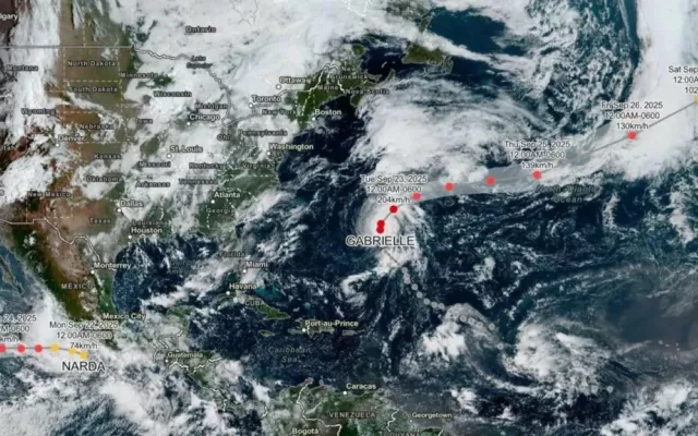 El huracán Gabrielle alcanzó la categoría 3 con vientos sostenidos de 193 Km/h.
