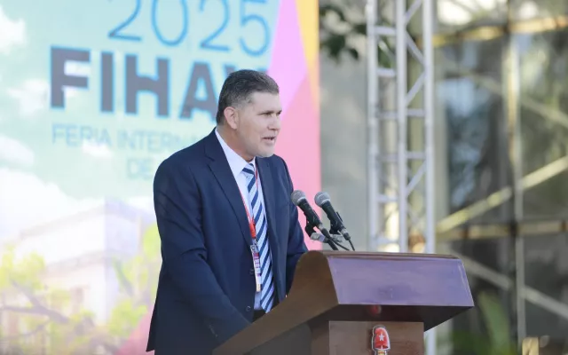 Oscar Pérez-Oliva Fraga, viceprimer ministro y ministro de Comercio Exterior e Inversión Extranjera de Cuba durante la inauguración de FIHAV 2025.