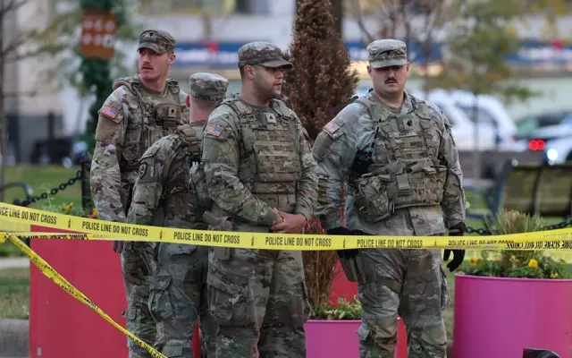 Agentes de la Guardia Nacional tras el incidente que provocó dos heridos.