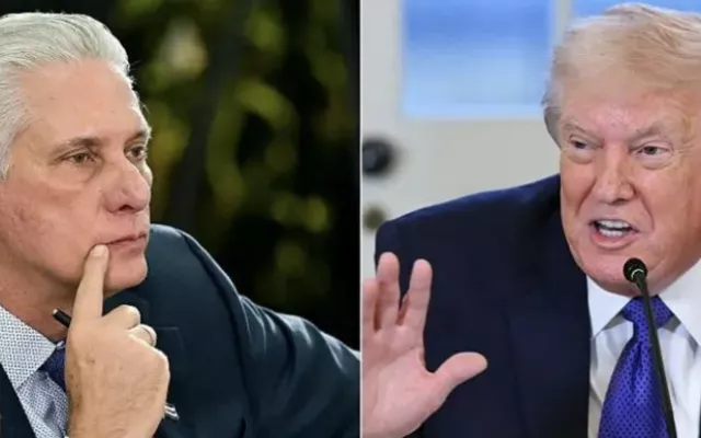 Los presidentes Miguel Díaz-Canel Bermúdez (Cuba) y Donald Trump (Estados Unidos).
