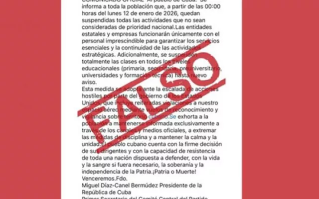 La Presidencia de Cuba desmintió un comunicado que circula en las redes sobre el cese de las actividades laborales y educativas.