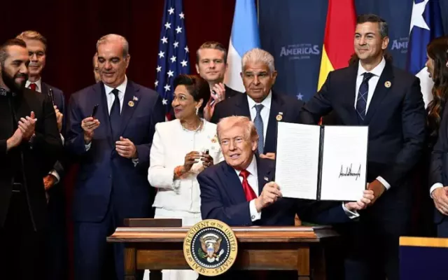 La cumbre "Escudo de las Américas" reunió a Trump con un grupo de presidentes de América Latina. Foto: BBC