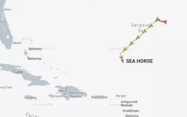 El giro que hizo el petrolero Sea Horse en el Caribe en las últimas horas. Foto: CNN