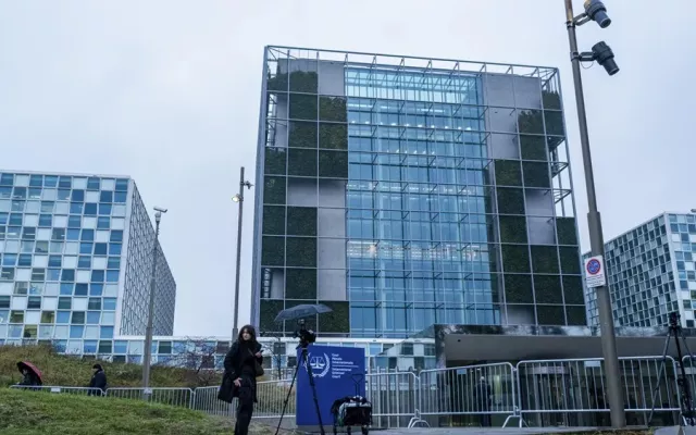 Exterior de la sede de la Corte Penal Internacional.