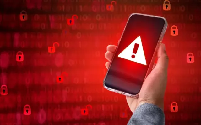 Símbolo de estafa en un teléfono móvil