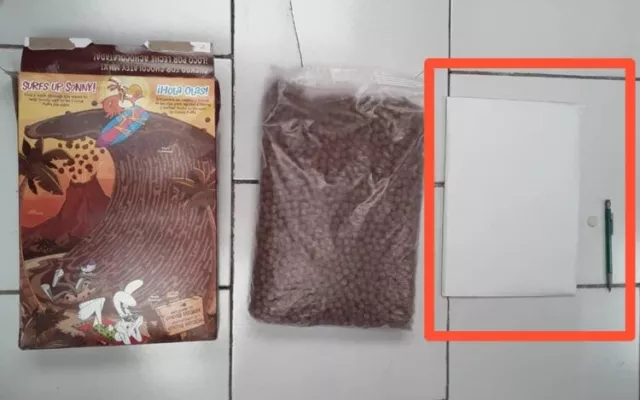 Caja de cereales con droga incautada por la Aduana cubana.