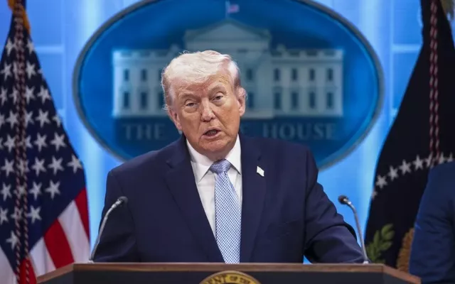 Donald Trump durante una comparecencia ante los medios de comunicación.