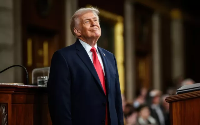 Donald Trump durante un discurso.