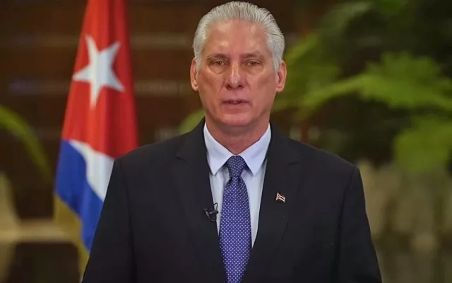 Imagen del presidente de Cuba, Miguel Díaz-Canel, durante una reunión.