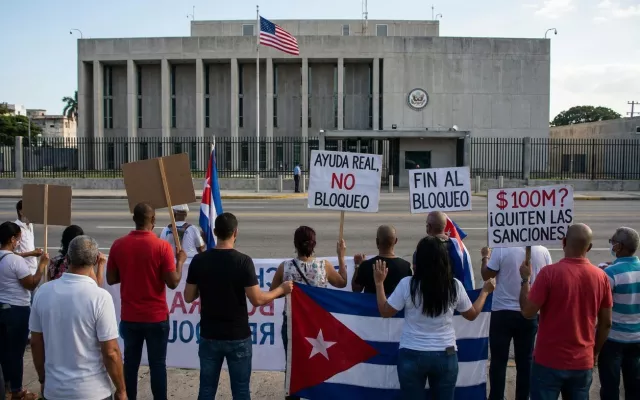 Manifestación frente a la embajada de Estados Unidos en Cuba.