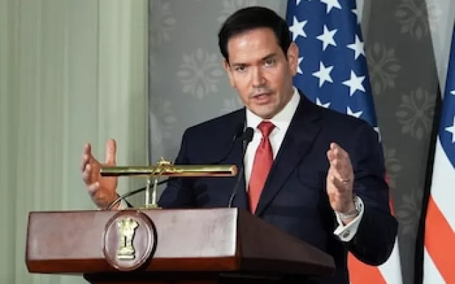 El secretario de Estado estadounidense, Marco Rubio, durante una intervención pública.