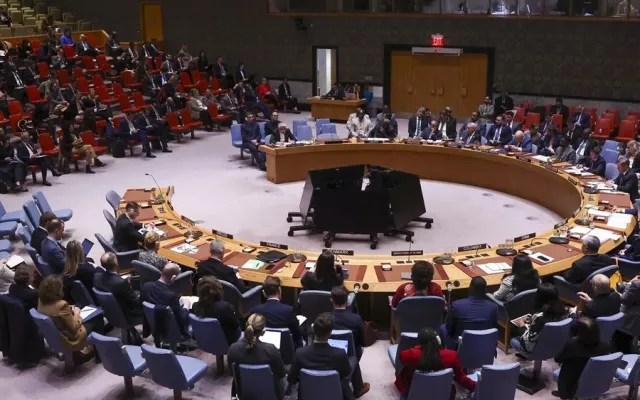 Sede del Consejo de Seguridad de la ONU durante una sesión oficial.